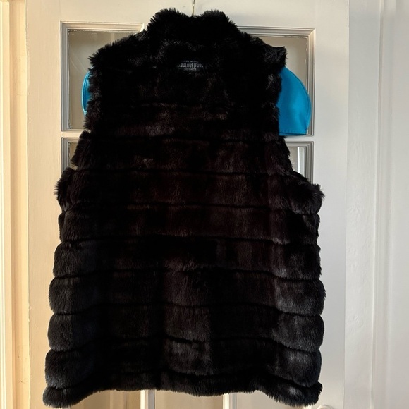 Donna Salyers water- resistant black mink reversible faux fur warm vest - Picture 6 of 11